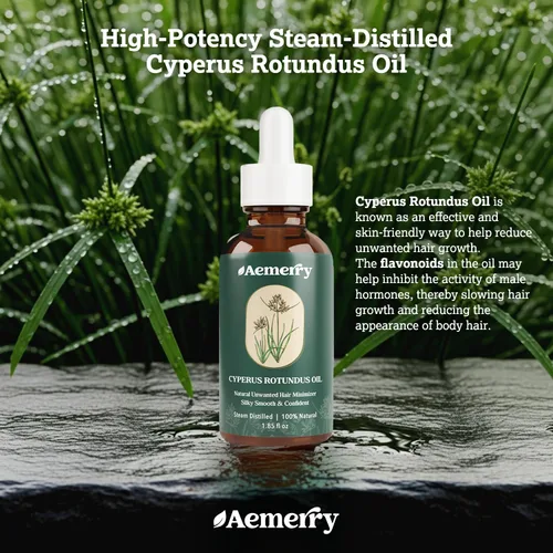Vista 2 de Paquete de 2 aceites Cyperus Rotundus: aceite natural Cyperus Rotundus para depilación, suero inhibidor puro del cabello, ralentiza y reduce