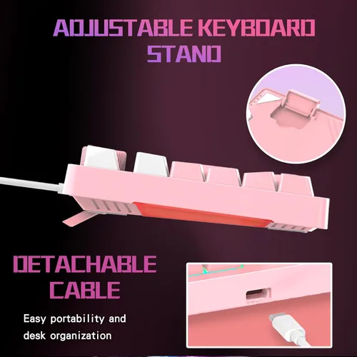 Vista 8 de FOXXRAY HKM-95 Teclado mecánico con cable para juegos, retroiluminado RGB de tamaño completo con perilla de control de medios, interruptores azules