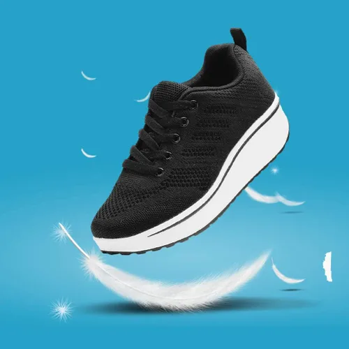 Vista 3 de DADAWEN - Tenis para caminar con plataforma para mujer, transpirables, ligeros, cómodos, informales, tallas 5 a 12 de EE. UU
