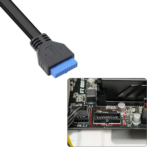 Vista 2 de XMSJSIY Cable del panel frontal USB 3.0 de la placa base 19/20pin Cable a