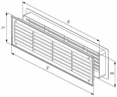 Vista 2 de Rejilla de transferencia de puerta de plástico, ventilación de aire de puerta, rejilla de aire de puerta de plástico de doble cara, rejilla