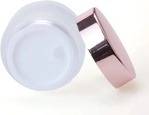 Vista 3 de 10 frascos vacíos de 0.35 oz/0.3 fl oz de vidrio esmerilado transparente para crema con tapas de oro rosa, recipiente para cosméticos, tarro
