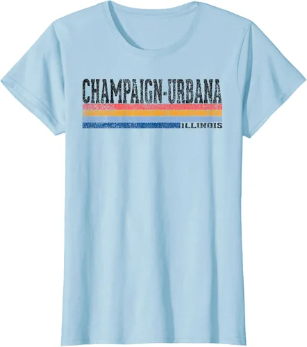 Vista 33 de clásico 1980s estilo champaign-urbana Illinois T Shirt, hombre 2XL, Blanco
