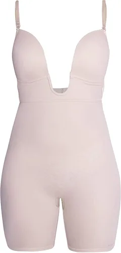 Vista 3 de bebe Body moldeador de cuerpo para mujer con espalda baja a media pierna, Claro