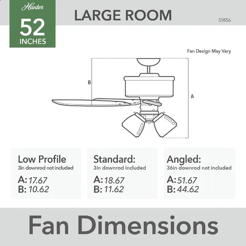 Vista 10 de Hunter Crestfield - Ventilador de techo para interiores, 5 aspas, 52 pulgadas, bronce noble with LED Lights and Remote Control, Standard Mount
