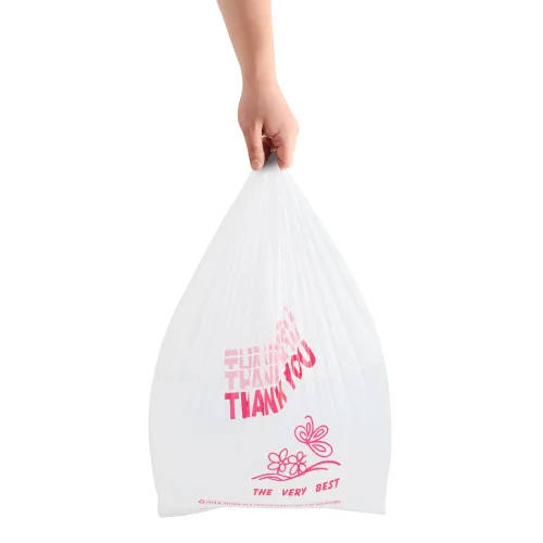 Vista 4 de HY Platree - Bolsas grandes para camisetas blancas, 12 x 7 x 22 pulgadas, 400 unidades, 17 micrófonos, lisas con asas, hechas en Corea