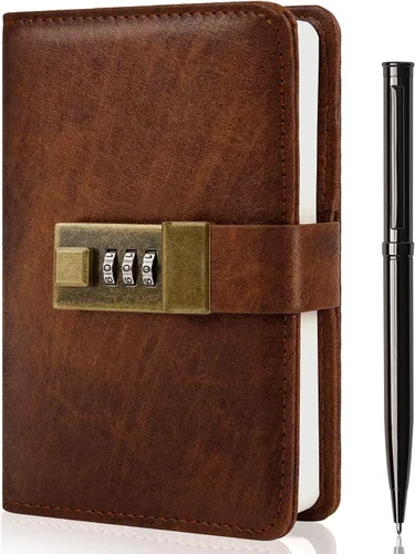 Vista 12 de WEMATE Diario con Cerradura, Diario con Cerradura, Cuaderno de Contraseña, Bolígrafo y Caja de Regalo - Perfecto para Hombres y Mujeres - 4.3X Negro
