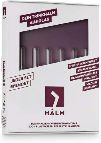 Vista 3 de HALM - Pajitas de vidrio – 6 popotes cortos reutilizables de 4 pulgadas + cepillo de limpieza sin plástico perfecto para B52 y vasos de chupito