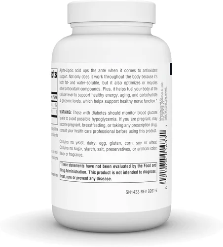 Vista 4 de ácido Lipoico Source Naturals Alpha, SN1433, 120, 1, 1