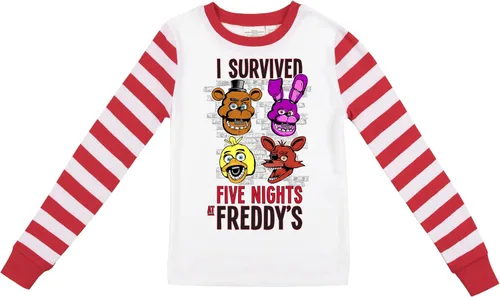 Vista 2 de Five Nights At Freddy's - Conjunto de camisa de manga larga a rayas rojas y blancas para niño