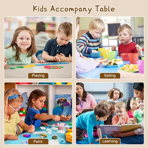 Vista 6 de Mesa y sillas para niños, Mesa y sillas para niños, Mesa y sillas para niños, Mesa para niños (6 sillas), Juego de mesa y silla para niños de 5 a 8