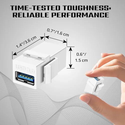 Vista 7 de TNP USB 3.0 Keystone Jack Insert - Conector USB Keystone hembra a hembra adaptador compatible con Superspeed USB 3.0 y puerto USB 2.0 para panel