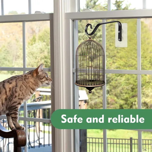 Vista 5 de 3 ganchos para colgar comederos para pájaros de ventana, ganchos de alimentación de pájaros de alta carga Window Mounted Bird Feeder Bracket