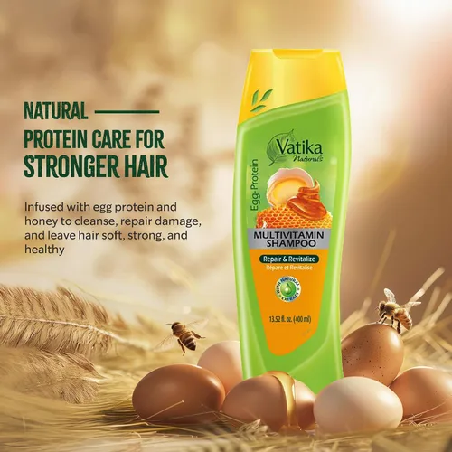 Vista 2 de Dabur Champú Proteína Huevo Vatika 13.5 fl oz
