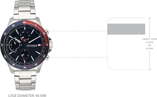 Vista 4 de Tommy Hilfiger Reloj analógico de cuarzo multifunción para hombre con pulsera de silicona o acero inoxidable