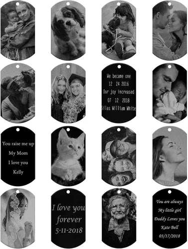 Vista 2 de PiercingJ personalizado foto foto texto grabado acero inoxidable perro etiquetas llavero mensaje personalizado colgante San Valentín Día del Padre