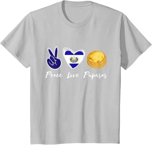 Vista 29 de Pupusas Lover Love Peace El Salvadaor Camiseta Comida Salvadoreña