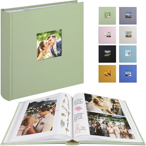 Vista 8 de 1DOT2 Álbum de fotos con espacio de escritura, 50 páginas, fotos de 4 x 6 pulgadas, capacidad para 200 o 5 x 7 pulgadas, tapa de lino, álbumes