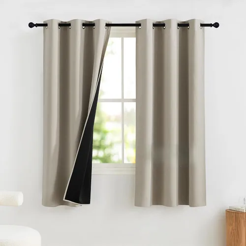 Vista 44 de NICETOWN Cortinas 100% Opacas Cortas de 36 Pulgadas de Largo para Dormitorio, Privacidad Aislamiento Térmico con Ojales Cortinas de Ventana