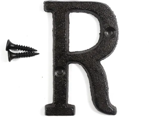 Vista 18 de Letras del abecedario de 3" en metal de hierro fundido decorativas, estilo clásico, para colgar letreros de pared, dirección, nombre, letrero