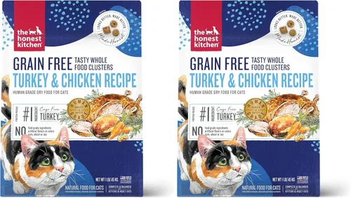 Vista 9 de The Honest Kitchen Clusters de comida para gatos de grado humano de comida entera sin granos de pollo seco, bolsa de prueba de 1 libra