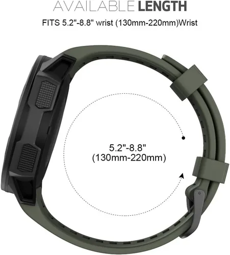 Vista 6 de NotoCity Correa de repuesto para Garmin Instinct, silicona suave, compatible con Garmin Instinct 2/Solar/Tactical(verde militar)