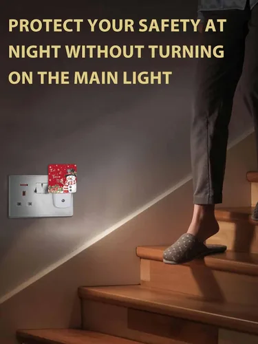 Vista 5 de Luces nocturnas de Navidad que se enchufan a la pared, luz nocturna roja con enchufe de muñeco de nieve y pájaro con sensor de luz del atardecer al
