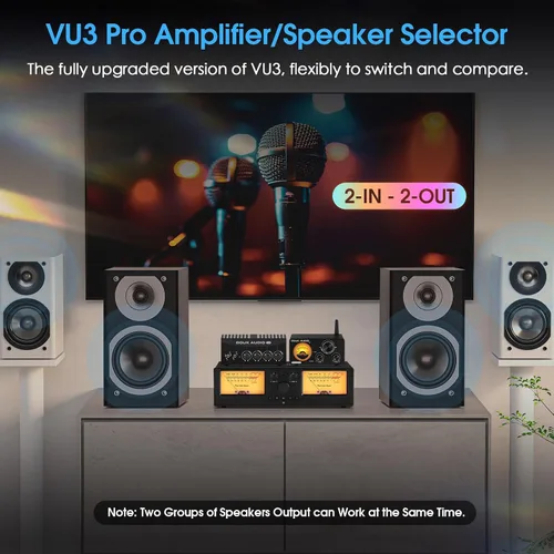 Vista 10 de Douk Audio VU3 PRO Medidor VU Analógico Dual, Interruptor de Amplificador de 2 Vías, Selector de Altavoces, Caja Conmutadora de Audio