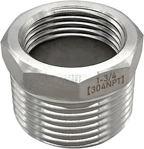 Vista 15 de Beduan - Buje reductor hexagonal de acero inoxidable, 1" macho NPT a 1/2" hembra NPT, accesorio adaptador para tubería de fundición reductor
