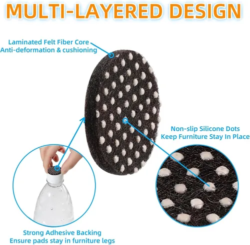 Vista 4 de Furnigear Almohadillas antideslizantes para muebles, autoadhesivas, antideslizantes, almohadillas resistentes para suelos de madera dura