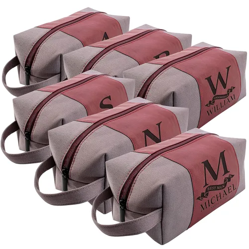 Vista 15 de Regalos personalizados para padrinos de boda, bolsas de aseo personalizadas para hombres, regalos de padrino de boda, Beige, Diseño #1, Juego de 3