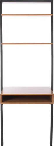 Vista 11 de SAFAVIEH Kamy DSK9401D - Escritorio de madera para computadora con 2 Escritorio para computadora, metal caoba, 2 estantes, 28 pulgadas en total Negro