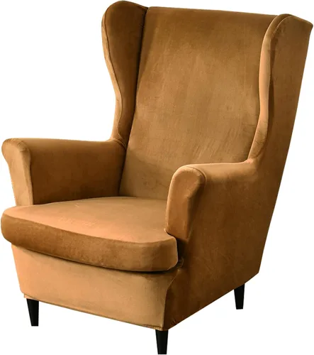 Vista 16 de MIFXIN Wingback - Funda para silla, de terciopelo de 2 piezas, elásticas, con funda de cojín, suave, lavable, protector de muebles para sala