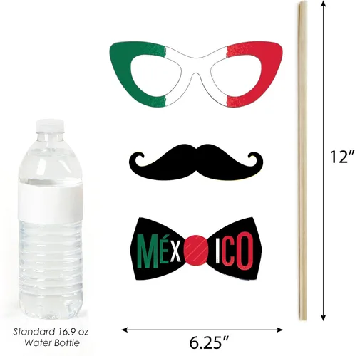 Vista 6 de Big Dot of Happiness Viva México - Kit de accesorios para cabina de fotos para fiesta del Día de la Independencia de México, 20