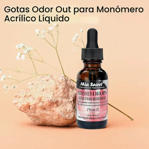 Vista 7 de Mia Secret Monomer Drops - Aroma de durazno - 1 oz - Neutralizador de olores - Acrílico líquido