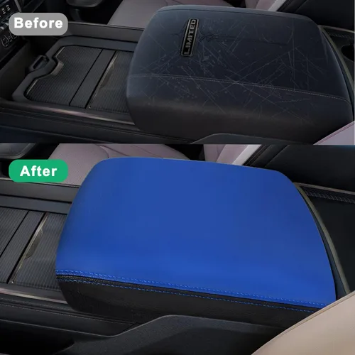 Vista 4 de Funda para reposabrazos de consola central adecuada para Dodge Ram 1500 2500 3500 2019-2023 con asiento de cubo, protector de piel antiarañazos