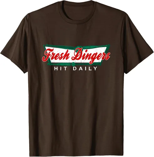 Vista 60 de Camiseta divertida de béisbol y softbol Don't Bunt Hit Fresh Dingers, Negro