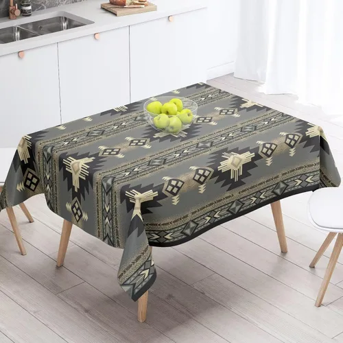 Vista 56 de Mantel azteca suroeste, diseño étnico tribal geométrico, estilo vintage, bohemio, elegante, lavable, para comedor, cocina, granja, fiesta