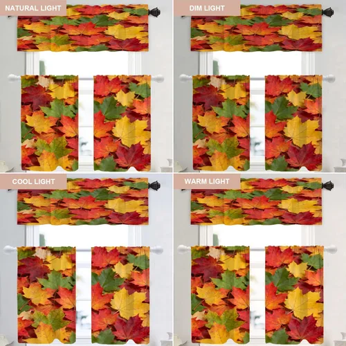 Vista 462 de Shrahala Orange Autumn Autumn Blackout Curtain Tiers, Fall Kitchen Valance Light Blocking Tier Drapes with Rod Pocket, 2 Pack 26 X 24 in