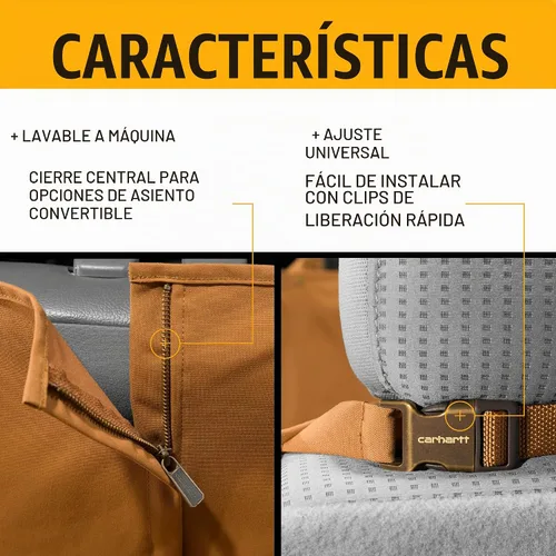 Vista 4 de Carhartt Hamaca Universal Ajustable de Lona de Nailon para Mascotas, Funda de Asiento Trasero para Perro, Negro