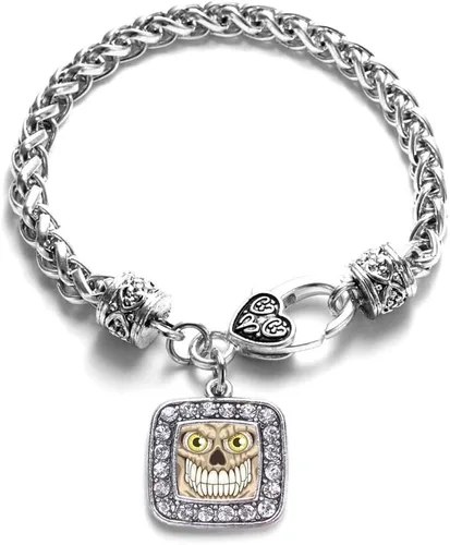 Vista 187 de Pulsera de dijes cuadrados de plata con joyería de circonita cúbica