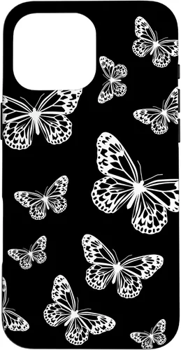 Vista 19 de Cute White Butterflies Black Background Case for iPhone 17
