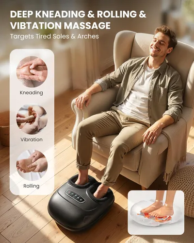 Vista 6 de CILI Masajeador de Pies Shiatsu Elegible para FSA HSA, Máquina Masajeadora Eléctrica de Pies con Calor para Fascitis Plantar, Amasado Vibración