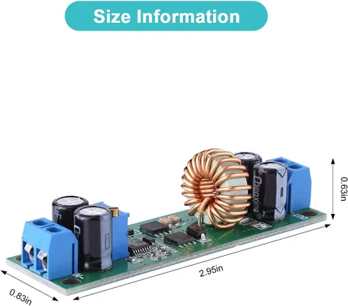 Vista 3 de LIZEALUCKY Módulo reductor convertidor DC-DC, 6.5V-60V a 1.25-30V, 5A ajustable, alta eficiencia, fácil de usar, certificado NEMA, UL