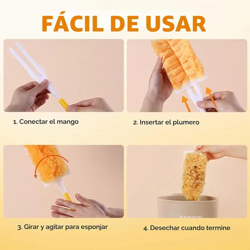 Vista 5 de Recambios de plumero resistentes (paquete de 30 + 1 mango), kit de plumeros desechables sin perfume para limpiar el polvo de muebles, ventilador