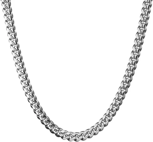 Vista 3 de Collar o pulsera de eslabones cubanos de plata, ancho de 0.450.55 pulgadas, hip hop, joyería para hombre y mujer, cadena de metal de acero