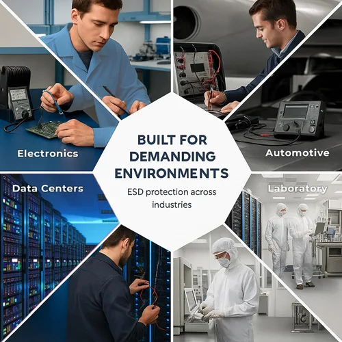Vista 7 de ESD Jacket with Snap Cuff - Level 3 Certified Anti-Static Smock - Lightweight Protective Workwear for Electronics & Labs