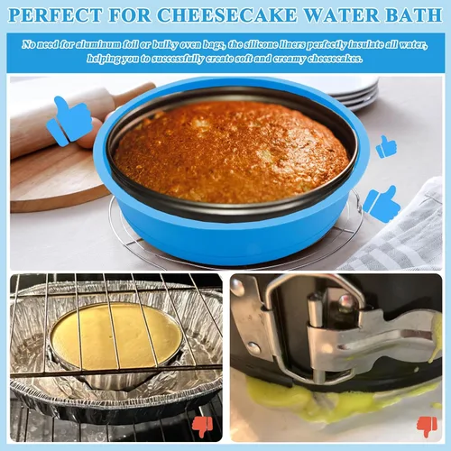 Vista 6 de Protector de silicona para tartas de queso de 9 pulgadas, protector de molde desmontable antiadherente sin BPA para tartas de queso, evita que