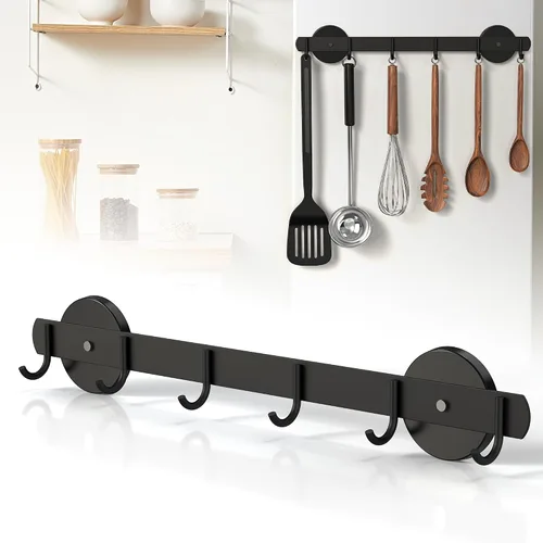 Vista 8 de 2 soportes magnéticos para llaves para refrigerador con 10 ganchos, soporte magnético para utensilios para pared, organizador de ganchos colgadores