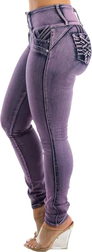 Vista 5 de Jeans levantadores de glúteos para mujer - Jeans Levanta cola ajustados de cintura alta elásticos
